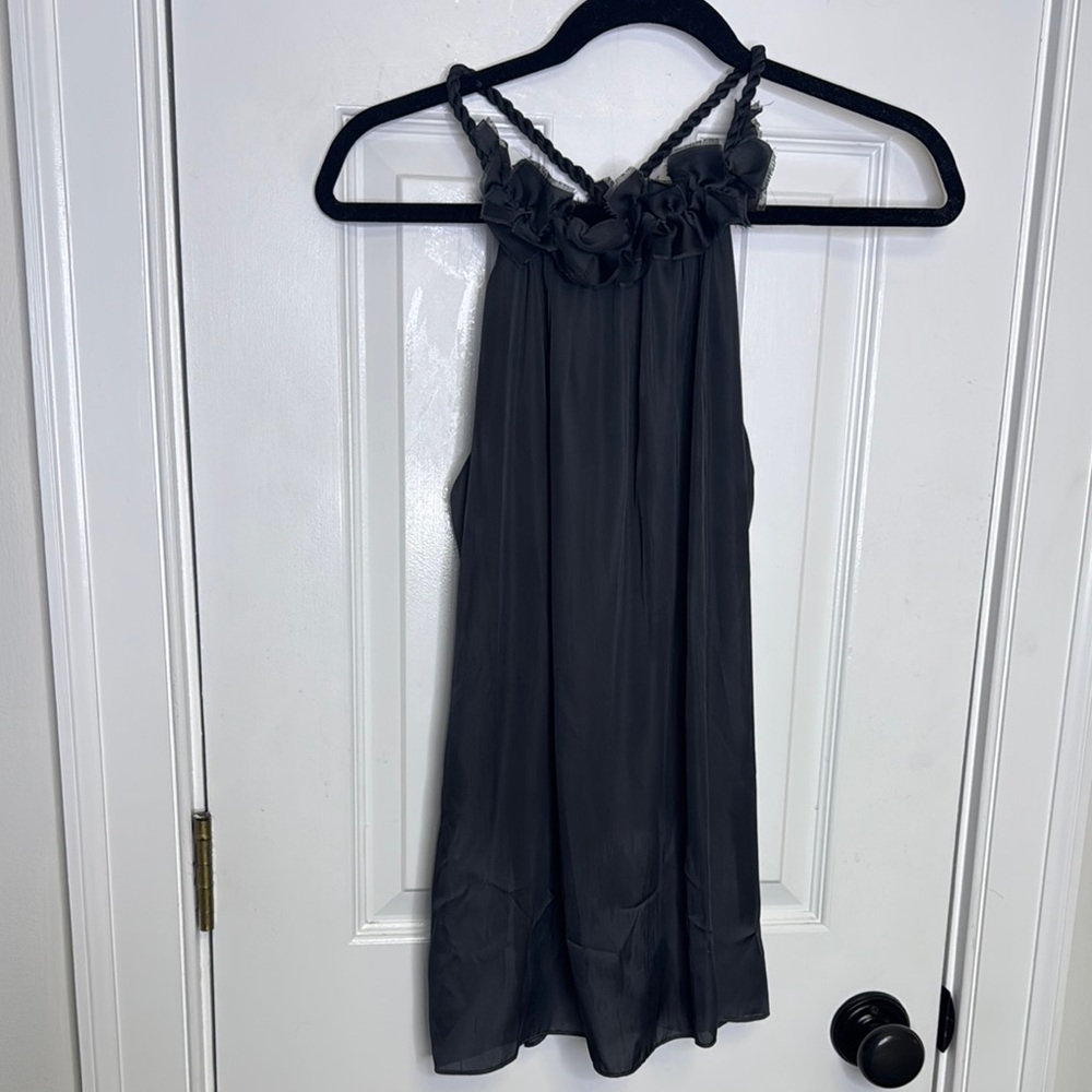 Violet & Claire Gray Ruffled Tank Top - Picture 2 of 9